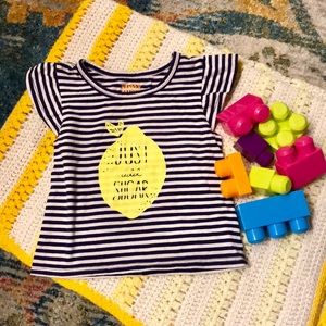 Just Add Sugar 2T Navy Stripe W/ Lemon Print Tee